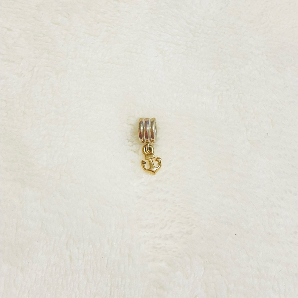 NEW Authentic Pandora Silver 14k Gold Two Tone Dangle Hanging Anchor Charm